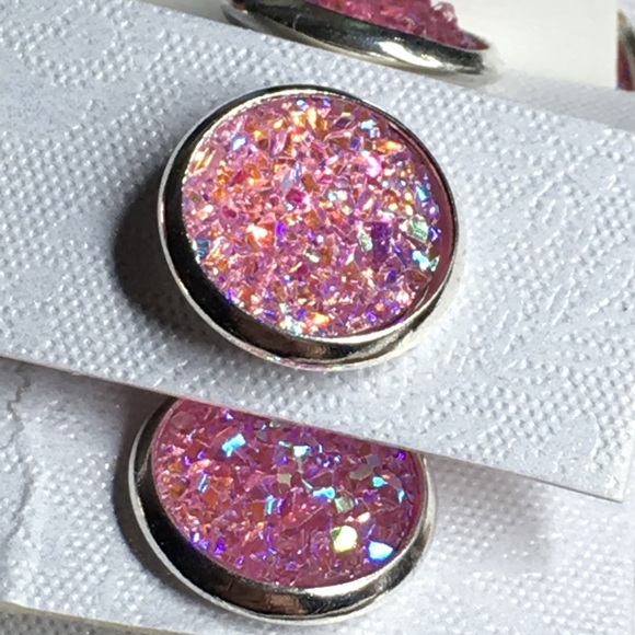 Pink Druzy Earrings - Picture 3 of 4